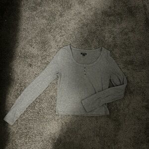 Wild Fable Heather Gray Ribbed Long Sleeve Top